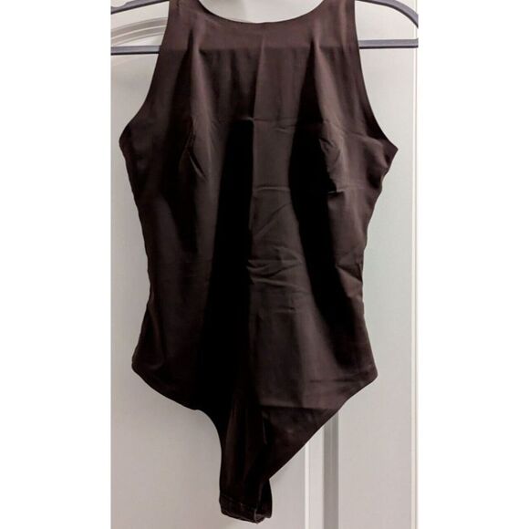 Pinsy Women's Sz 1X Cocoa Brown High Neck Hourglass Thong Shapewear Bodysuit - Picture 1 of 4